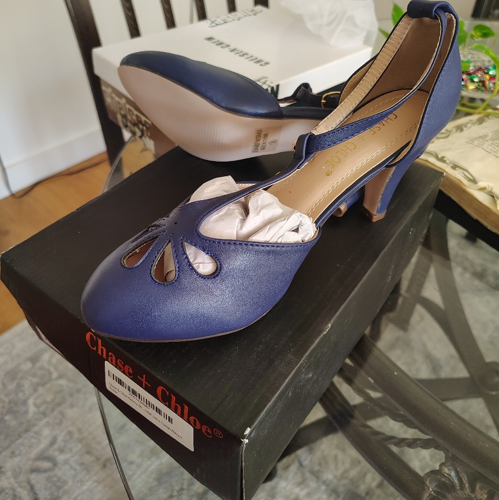 Chase + Chloe Blue Heels